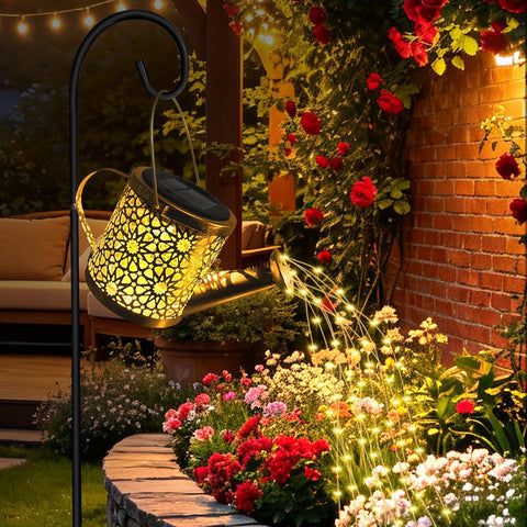 CNMTCCO Solar Watering Can Lights Outdoor Garden, Waterproof LED Fairy String Lights, Hanging Metal Lantern Ornaments for Yard Lawn Pathway Patio Decor, Birthday Gifts for Women Mom