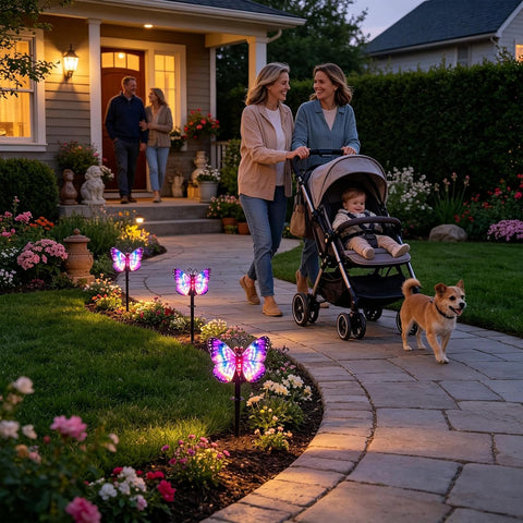 Solar Outdoor Stake Lights Butterfly LED Lighting Decor Pathway Lamp