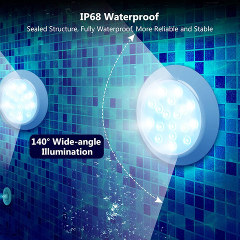 LyLmLe Magnetic Submersible LED Pool Lights RGBW 2 Pack