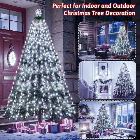 480 LED Detachable Christmas String Lights – Cold White, 3m × 16 Lines