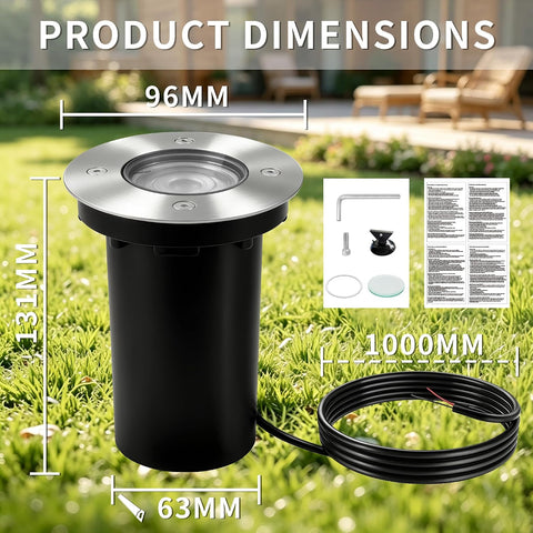 Outdoor Recessed Ground Lights, IP67 Buried Lights with Bulb