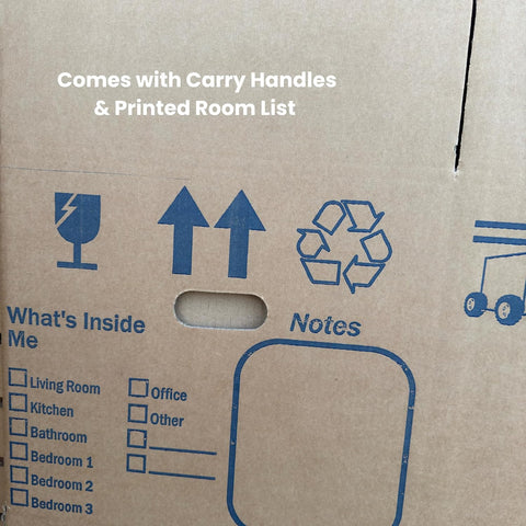10 Double Wall Cardboard Moving House Boxes Large 58cm x 42cm x 35cm (23" x 17" x 14") Removal Packing Boxes For Moving House With Printed Room Checklist & Carry Handles | Made in Britain