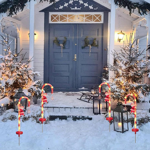 Candy Cane Christmas Decorations, Christmas Outdoor Decorations, 2PCS 8LED Solar Candy Cane Lights, 28 Inch Waterproof for Garden Lawn, Lights