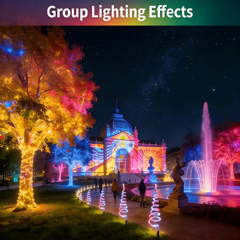 8 Pack Smart Christmas Pathway Lights Outdoor with Music Sync, 100+ Lighting Modes, Waterproof RGB Spiral Christmas Tree Path Lights for Yard, Driveway, Patio, Garden & Landscape Spotlights LED Lights