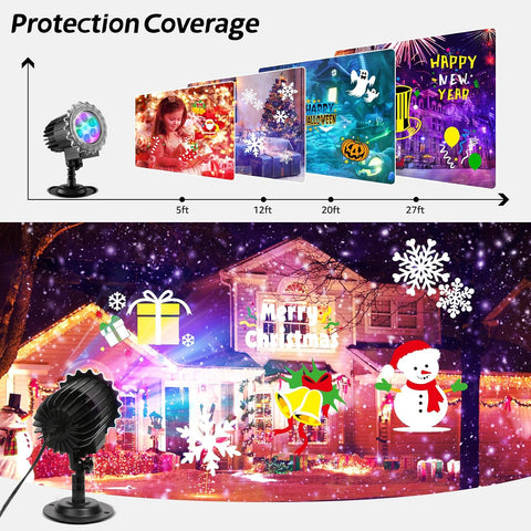 MATEPROX Snowflake Projector Lights – IP65 Waterproof LED Christmas Snowflake Projector with 5M UK Plug for Indoor & Outdoor Garden, Lawn, House & Party Decorations