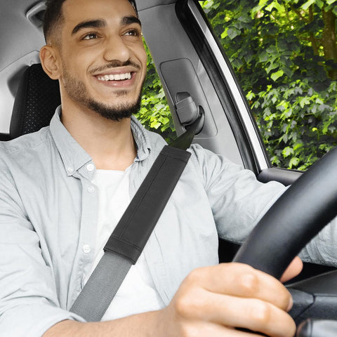 COFIT Car Seat Belt Pads – Microfiber Leather Shoulder Strap Covers – Black (2 Pack)