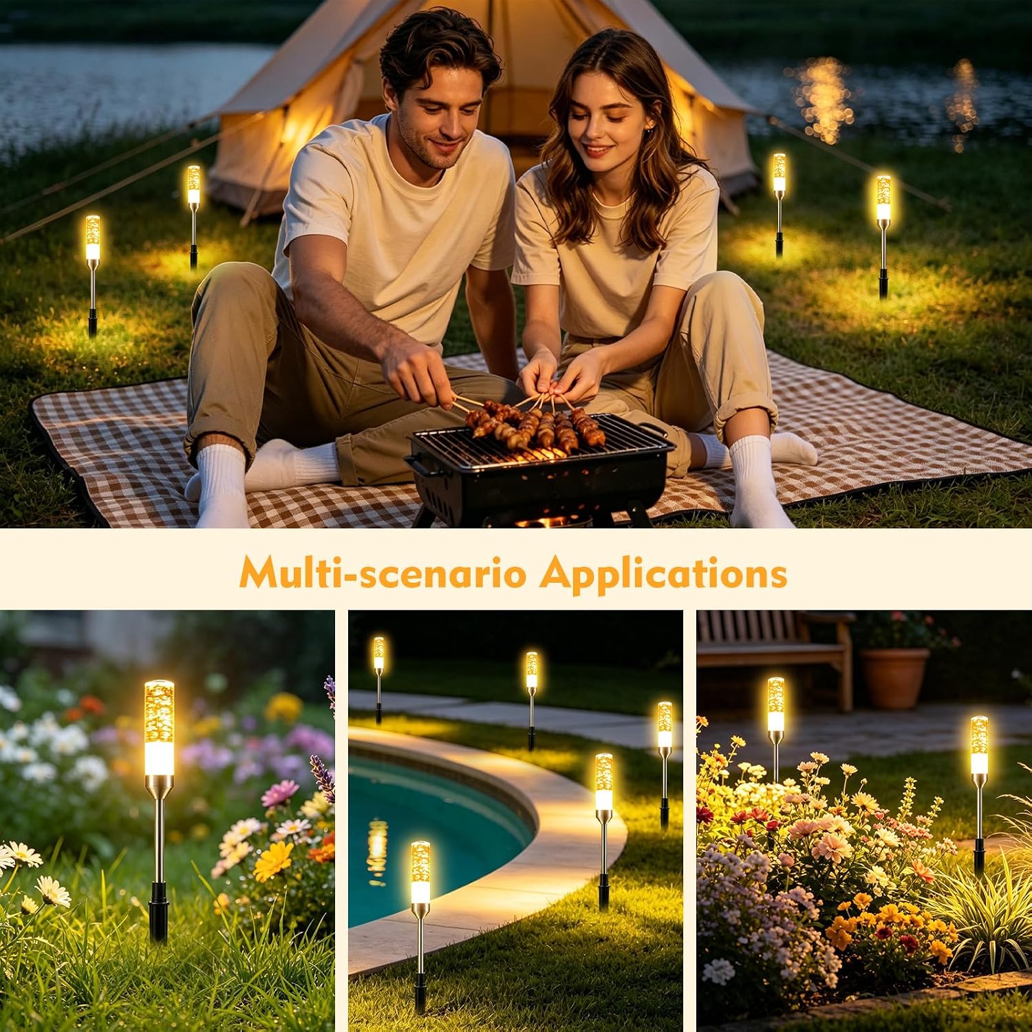Mains Powered Garden Path Lights, 6 Pack Extendable to 24 Lights