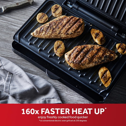 Medium Electric Fit Grill 1630W Black – Non-Stick Griddle, Toastie, Panini, BBQ, Energy Saving, Easy Clean, Drip Tray