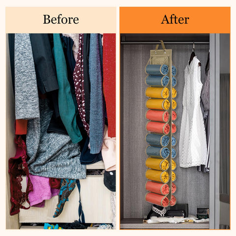 Lirex 24-Pocket Hanging Leggings Organiser – Black Oxford Cloth Closet Storage for Jeans, Shirts and Accessories