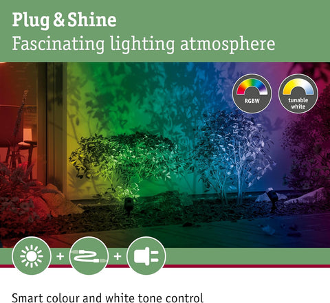 Paulmann Plug & Shine LED Garden Spotlight, Pike, 4.5W, 3000K, Anthracite