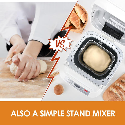 12-in-1 Bread Maker with Gluten-Free Setting & Auto Nut Dispenser – Nonstick Pan, 2 Loaf Sizes, 13H Delay Timer – White