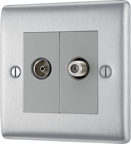 BG Electrical Double Co-Axial and TV/FM Socket