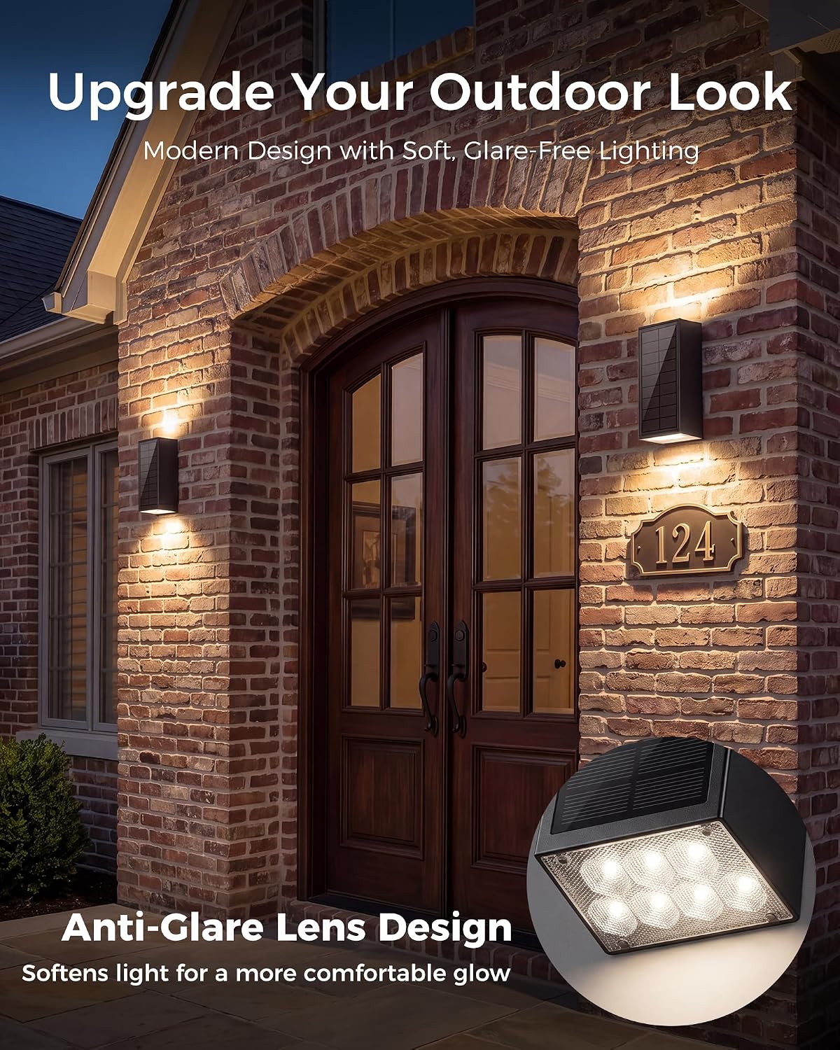 Dusk to Dawn Solar Wall Light Outdoor, USB Rechargeable Backup Wall Sconce