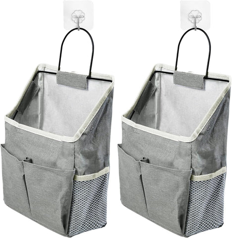 Zxglxinyao 2-Piece Wall Hanging Storage Bags, Black – Waterproof Canvas Pocket Organisers for Cosmetics, Books & Everyday Essentials