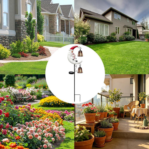 Solar Christmas Lights - LED Santa Snowman, Moon Stake Lamp, Garden Decor