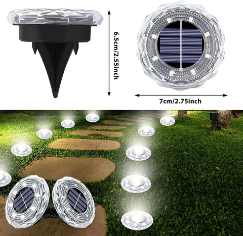 Solar Ground Lights 10 Pack Waterproof Outdoor Solar Lights for Yard Led Solar Garden Lights Landscape Lighting for Patio Pathway Lawn Yard Deck Driveway Walkway, Cold White