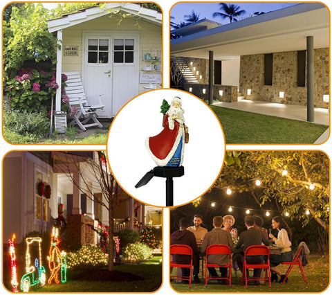 Santa Solar Lights Christmas Lawn Patio Lighting Decor