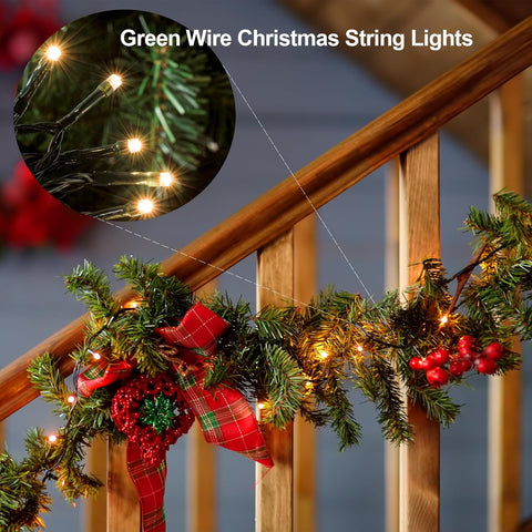 2 Pack Warm White Battery Fairy Lights 5M Green Wire with Remote & Timer