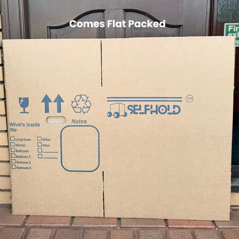10 Double Wall Cardboard Packing Removal Moving House Boxes Large 58cm x 42cm x 35cm (23" x 17" x 14") with Printed Room Checklist, Carry Handles and 66 Metres Fragile Tape | Made in Britain