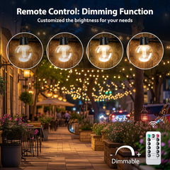LED bulbs emitting soft light in evening garden scene

