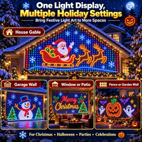 Smart LED Curtain Lights Christmas 1.6×1.6M – 256 RGB LEDs, 6 Dynamic Modes & Remote Control – Turn Plain Walls Into a Colourful Festive Glow
