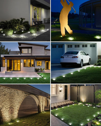 btfarm Solar Lights Outdoor Garden, 10 Pack Solar Ground Lights, 8 LED Solar Disk Lights Outdoor IP65 Waterproof for Garden Pathway Lawn Patio Yard Landscape (Cool White)
