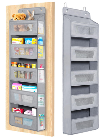 Meolsaek Over The Door Storage Organiser – 5-Tier Hanging Storage with 10 Pockets, Anti-Tilt Design, Beige