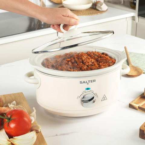 Salter Retro Cream 3.5L Slow Cooker – 3 Heat Settings & Keep Warm