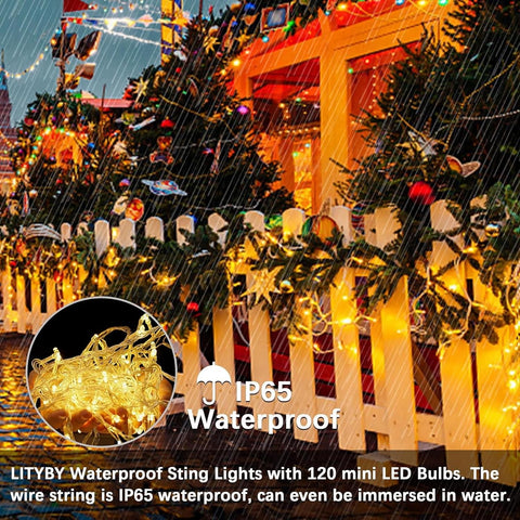 LITYBY 15m 120 LED Warm White Fairy Lights – Waterproof Plug-In String Lights with 8 Lighting Modes, Remote Control & Timer for Indoor & Outdoor Christmas Decorations