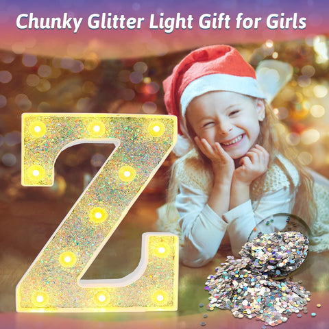 Z Style Color Changing LED Letter Light, Glitter Marquee Lamp with 18 Colors, Remote Controlled, Battery Powered Decorative Letter Light for Party, Wedding, Birthday and Home Decor