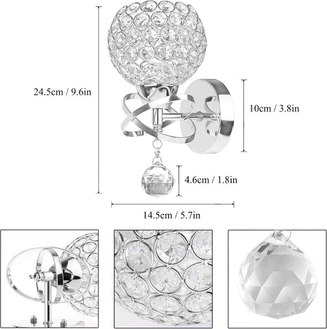 Modern Style Crystal Pendant Wall Lamp - E14 Socket LED Light