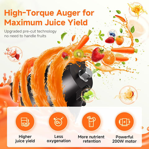 Cold Press Juicer Machine 135mm Feed Chute 200W Slow Juicer 1.5L