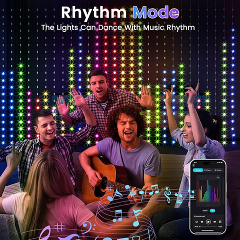 GlobaLink RGBIC Smart Curtain Lights 2x2M 400 LED – App & Remote Controlled RGBIC Curtain Fairy Lights with Music Sync, DIY Patterns & Timer - Turn an Empty Window Into a Colourful Light Show