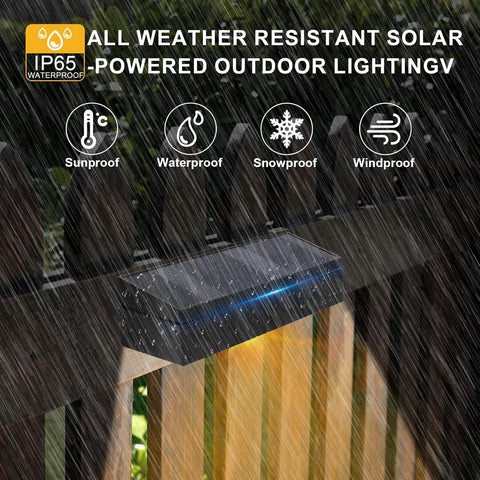 Solar Fence Lights Outdoor Wall Lights 4 Pack – 3 Color Modes, IP65 Waterproof Solar Garden Lights for Patio, Yard & Fence