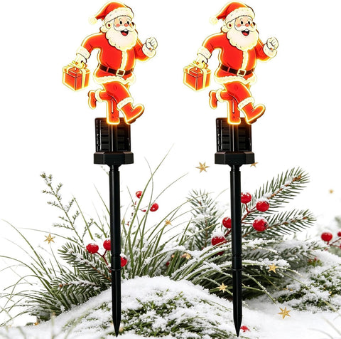 Solar Stake Lights - Christmas Santa LED Pathway Lamp, Outdoor Yard Decor