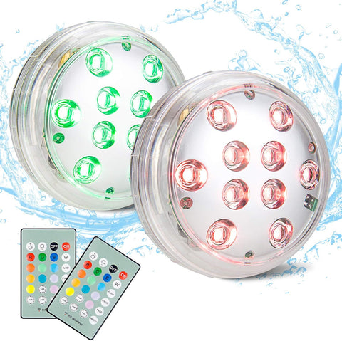 BIGMONAT 2 Pack Submersible Pool Lights with RF Remote – IP68 Waterproof Colour-Changing Underwater LED Lights for Pools, Ponds, Hot Tubs & Aquariums