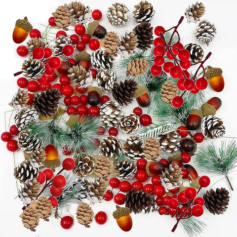 120Pcs Artificial Pumpkins Autumn Decorations Set,Autumn Home Decor Artificial Fall Maple Leaves,Pine Cones,Gourds,Pumpkin,Small Acorns for Thanksgiving Halloween Fall Home Harvest Table Decorations