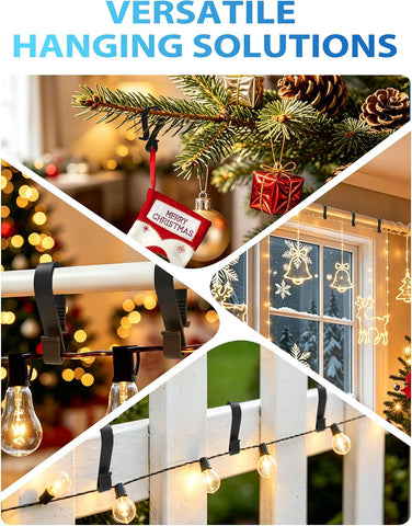 60 Pack Gutter Hooks for Outdoor Lights – S Clips for Hanging Christmas & Fairy Lights on Gutters – Make Festive Lighting Easier to Hang and Easier to Enjoy