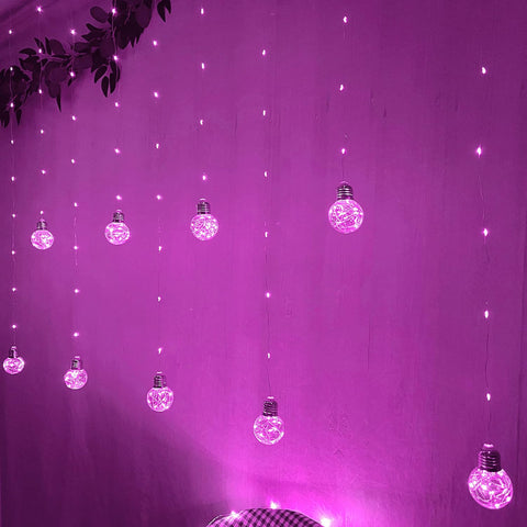 Wishing Ball Curtain Lights 200 LED Pink Fairy Globe Curtain Lights with Remote