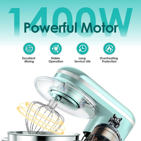 Stand Mixer 6.2L – Powerful Electric Food Mixer with Bowl, Dough Hook, Wire Whip & Beater – Adjustable Speeds – Blue