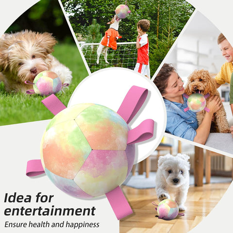 Dog Soccer Ball Toy with Straps for Small and Medium Dogs