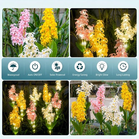 Solar Hyacinth Garden Lights With Glowing Stems (2 Pack)