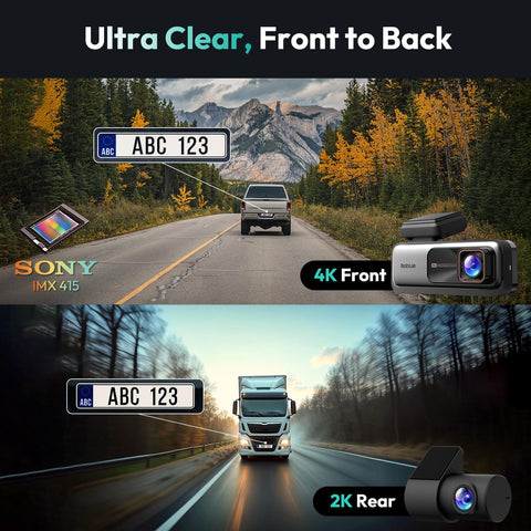 BOTSLAB 4K Dash Cam Front & Rear with Night Vision, GPS & WiFi