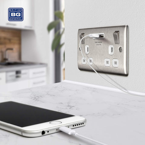 Double Switched Fast Power Socket with 2 USB Ports