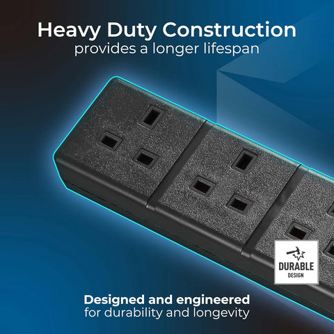 Heavy Duty 4-Socket Extension Lead 2m Black 13A