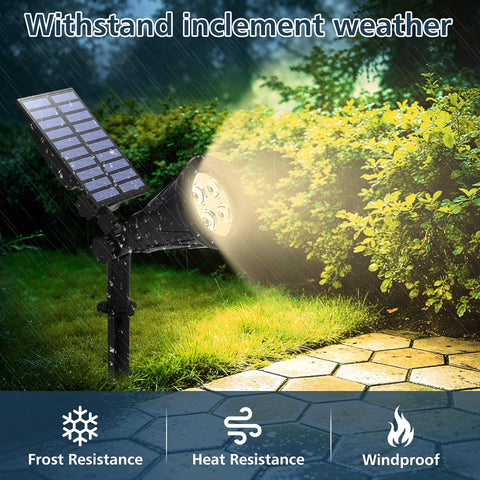 T-SUNUS Solar Garden Spotlights, 4 LED Yellow Solar Lights for Pathway Yard
