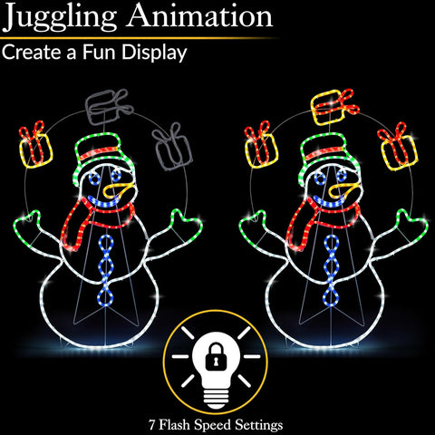 Christow Animated Juggling Snowman Rope Light – 200 Multicolour LEDs – UK