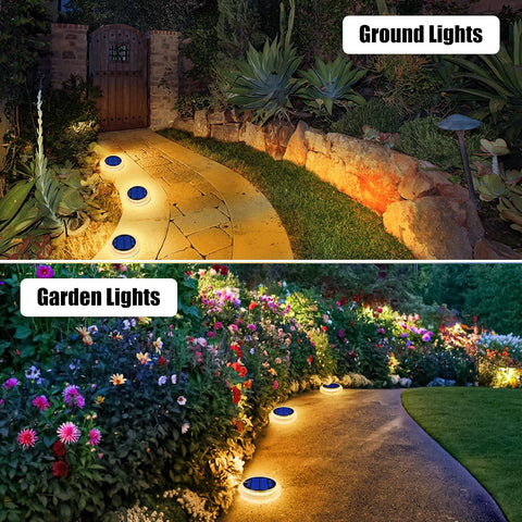 YiLaie Solar Decking Lights, Solar Step Ground Light IP68 Waterproof 4 Pack