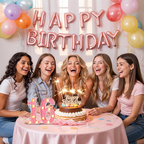 16th Birthday Decorations LED Light Up Numbers, Pink Marquee Number Lights for Girls, Light 16 Sign for Birthday Party Backdrop Anniversary Home Decor