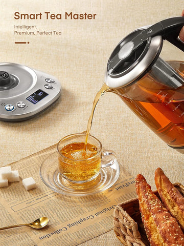 Smart Glass Tea Kettle 1.7L – Variable Temperature Control, 2200W Electric Kettle with Tea Infuser & Keep Warm Function